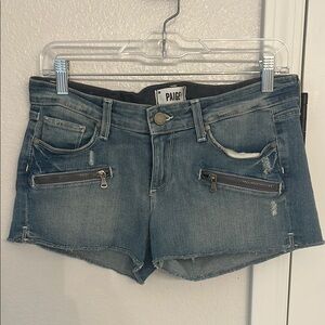 PAIGE Low Rise Denim Shorts